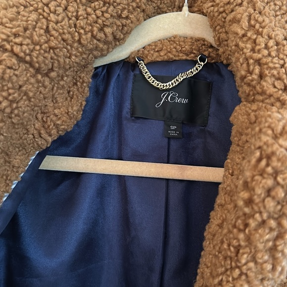 J Crew Teddy Sherpa Jacket Coat Brown Camel - Picture 2 of 3
